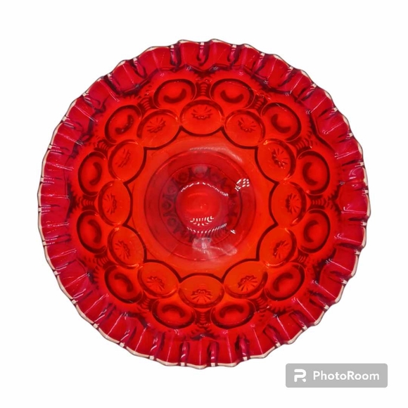 L.E. Smith Moon & Star Amberina Ruffled Edge Glass Candy Dish/ Bowl - Picture 7 of 7